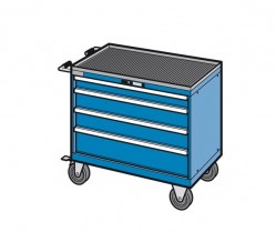 Components for mobile drawer cabinets